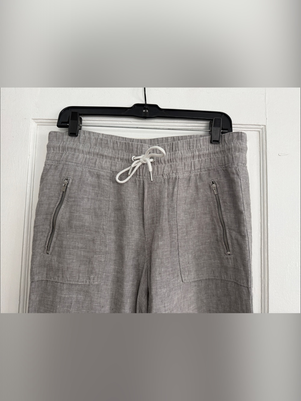 Women’s Athleta Cabo Linen Pants, Wide-Leg, Drawstring, Gray - Picture 2 of 5
